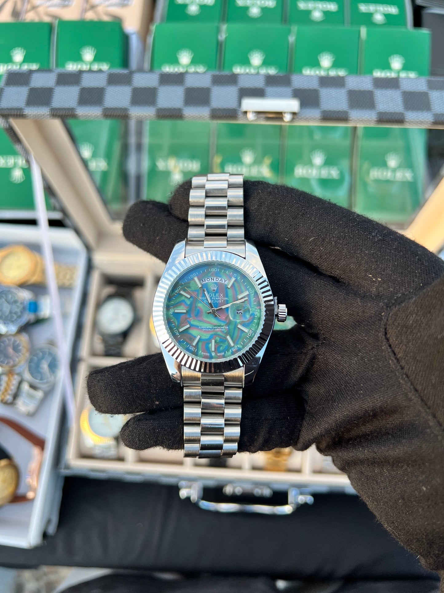 Rlx RSP Plateado Tablero Azul Tornasol