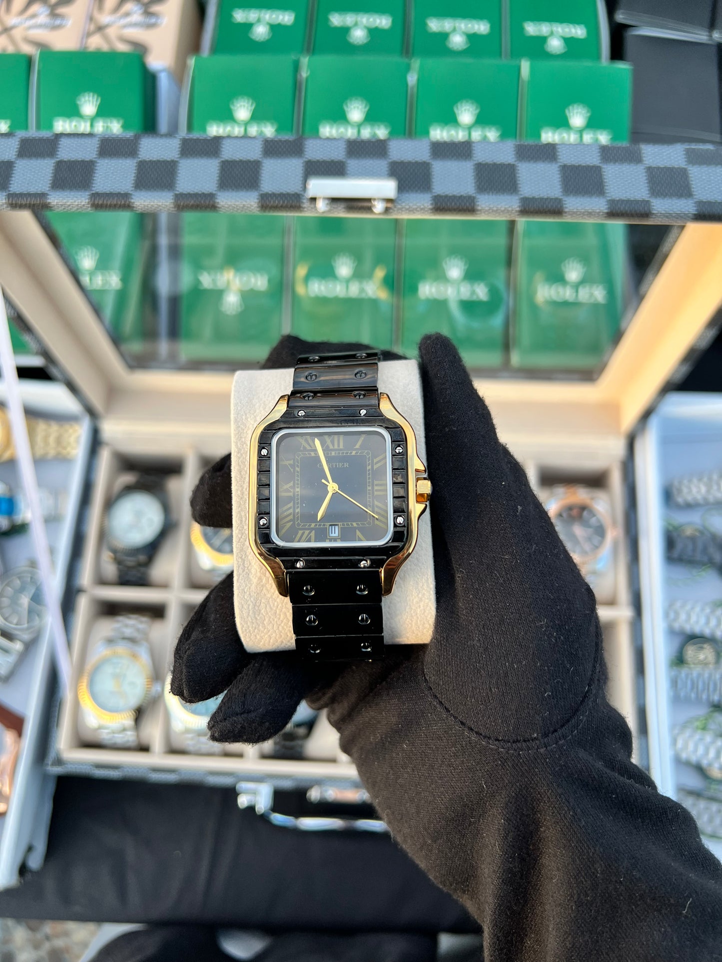 Crtr Santos Metalico Negro Tablero Plateado Dorado